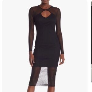 PROJECT RUNWAY Black Sheet Mesh Midi Dress